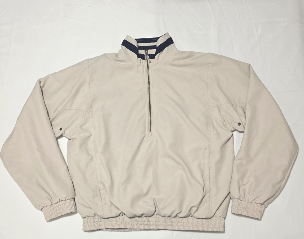 Vintage Roundtree & Yorke Sport 1/4 Zip Pullover Windbreaker Jacket Beige Size M
